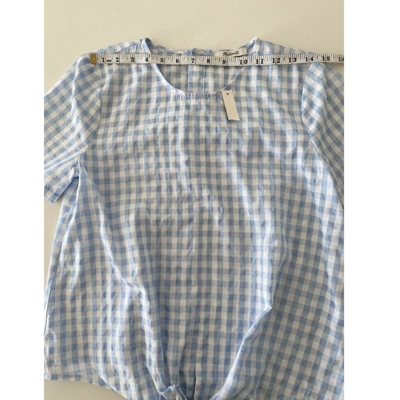 NWT Madewell Button-Back Tie Tee in Gingham Check - Picture 5 of 8